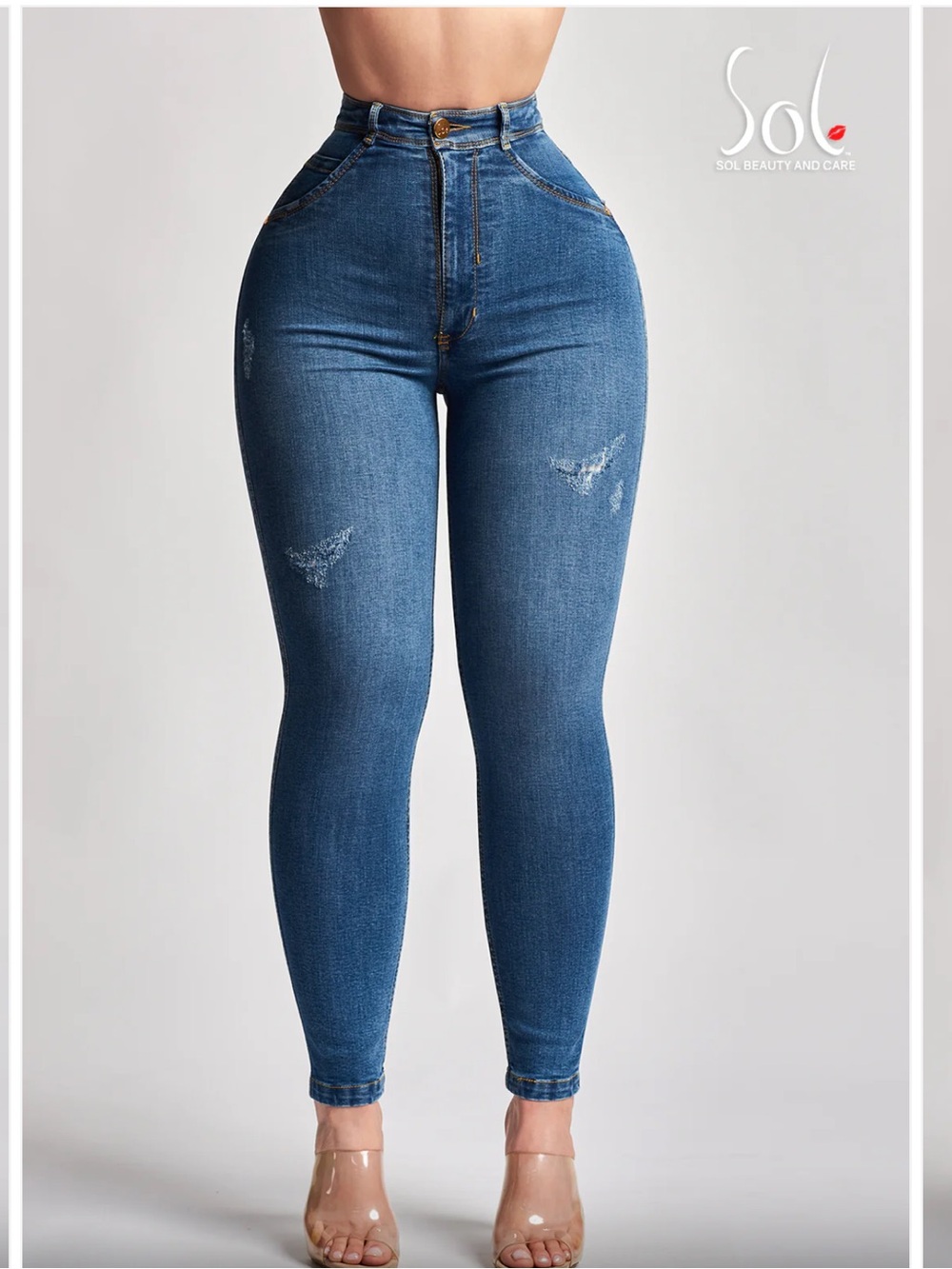 SOL High-Rise Skinny Jeans in Medium Blue